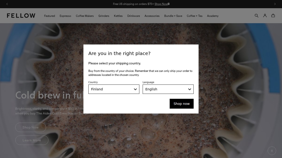 Screenshot of fellowproducts.com interface