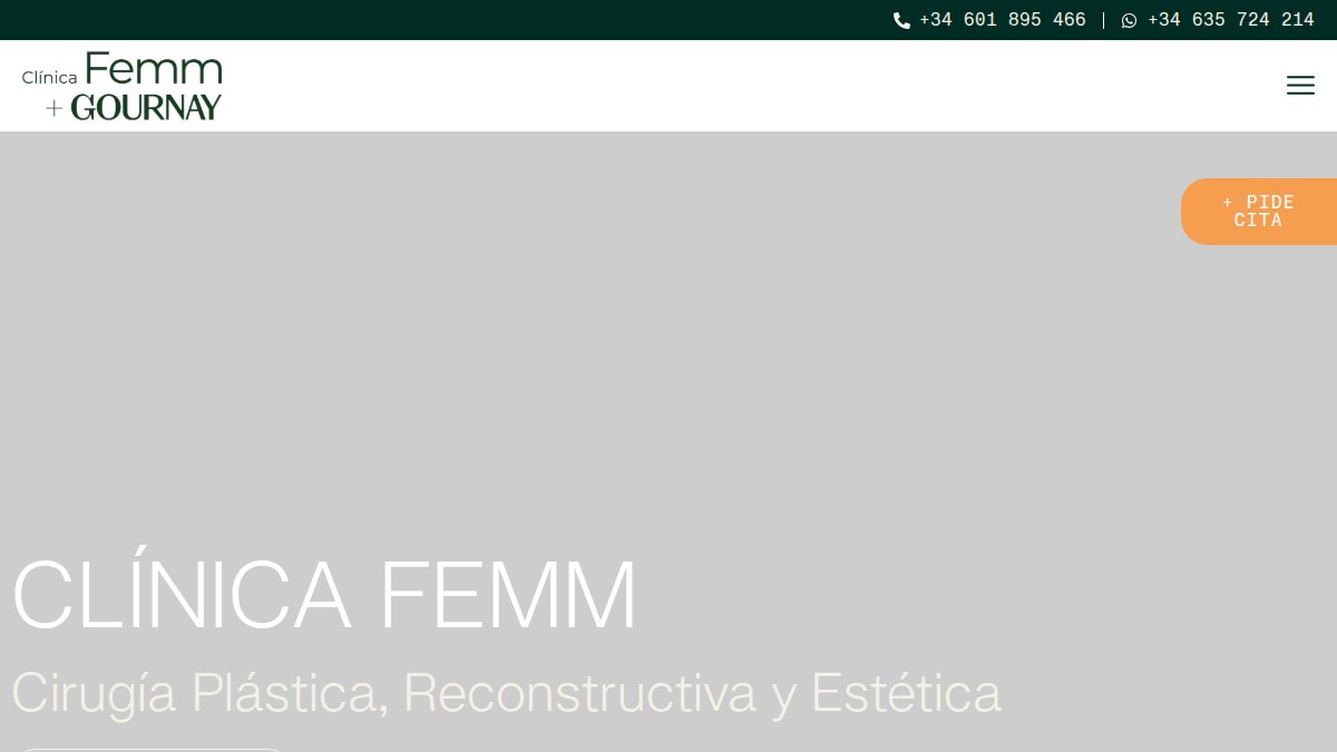 Screenshot of femmcirugiaestetica.com interface