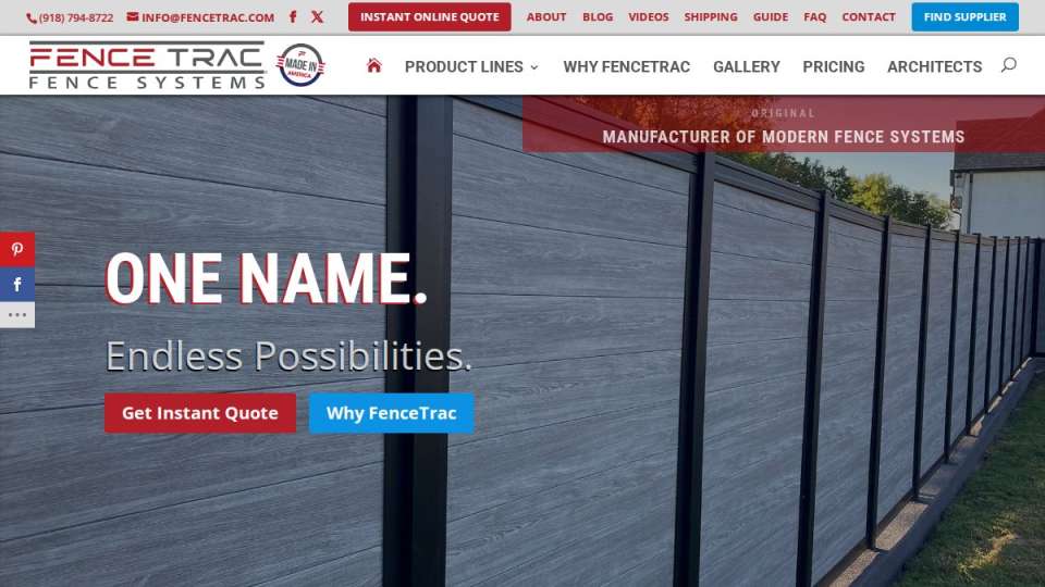 Screenshot of fencetrac.com interface