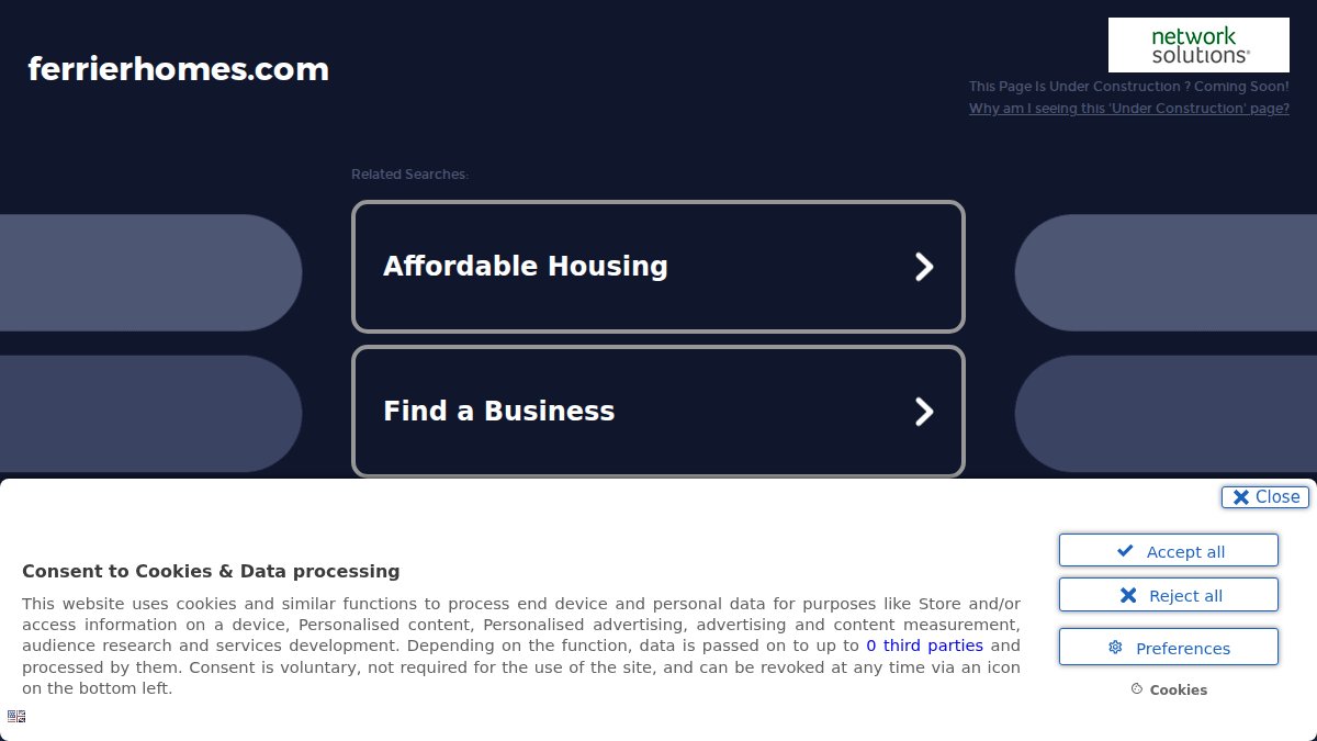 Screenshot of ferrierhomes.com interface
