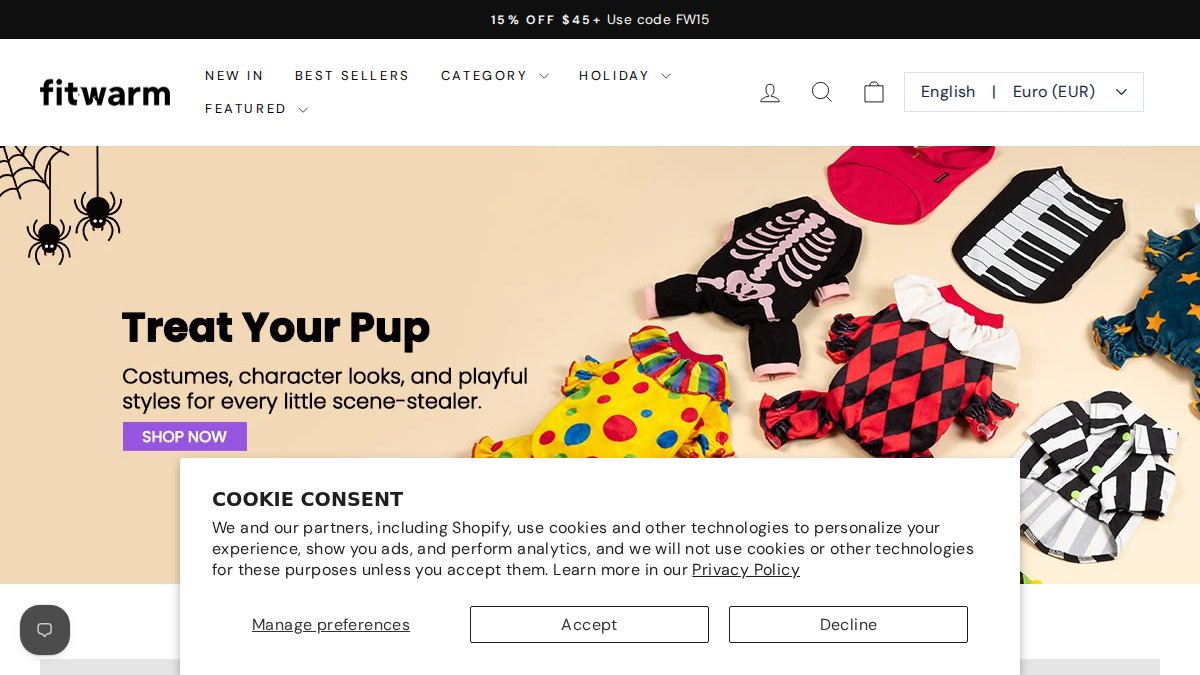 Screenshot of fitwarm.com interface