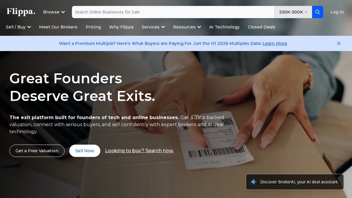Screenshot of flippa.com interface