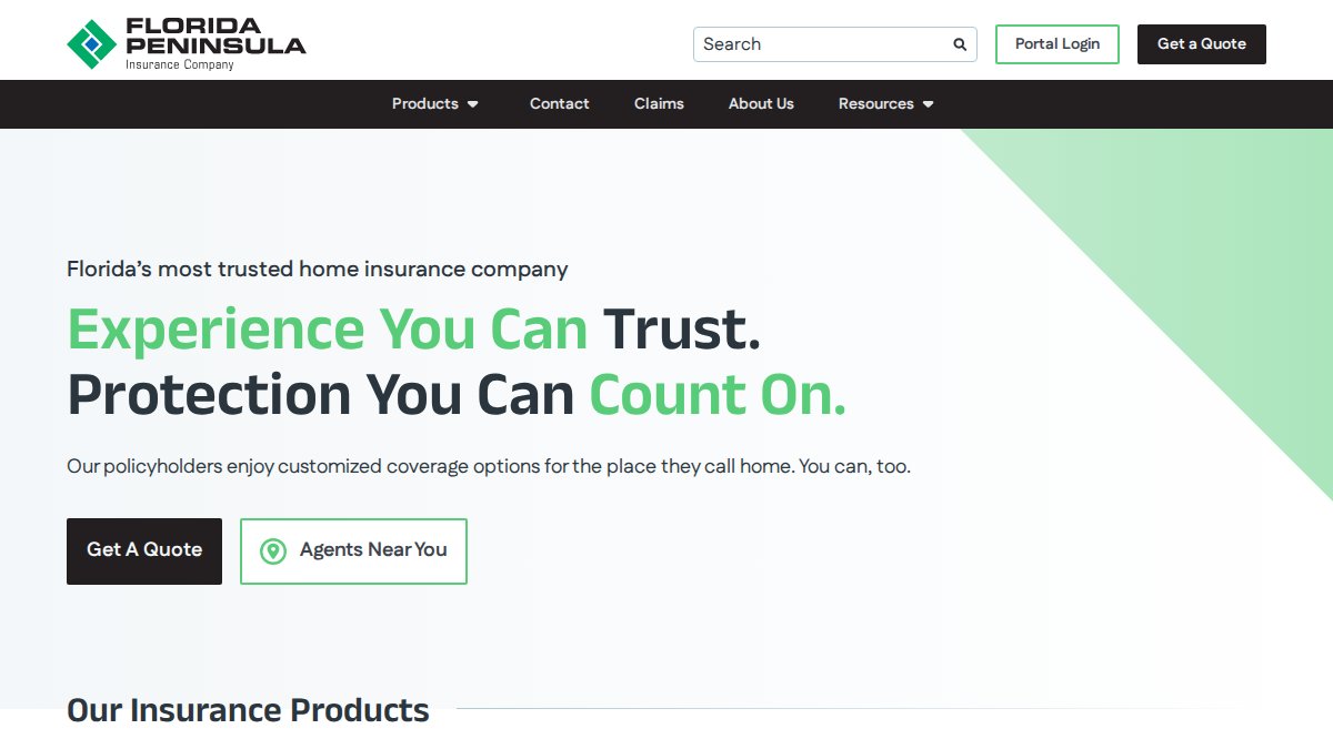 Screenshot of floridapeninsula.com interface