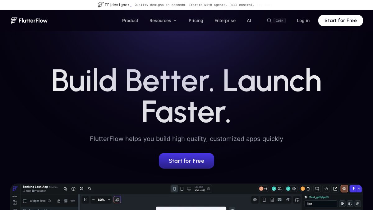 Screenshot of flutterflow.io interface