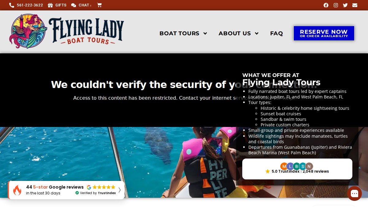 Screenshot of flyingladytours.com interface