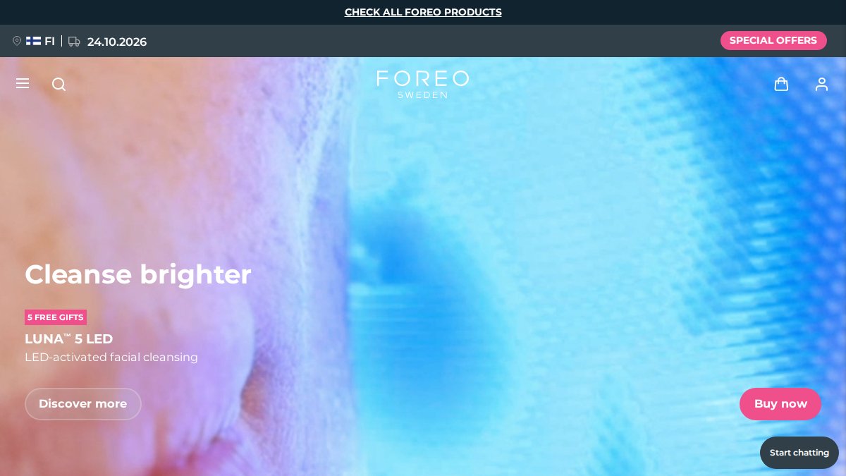 Screenshot of foreo.com interface