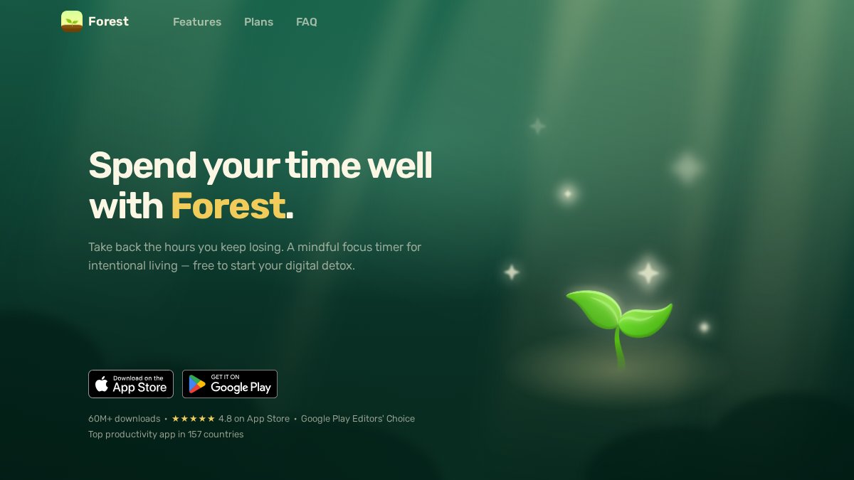 Screenshot of forestapp.cc interface