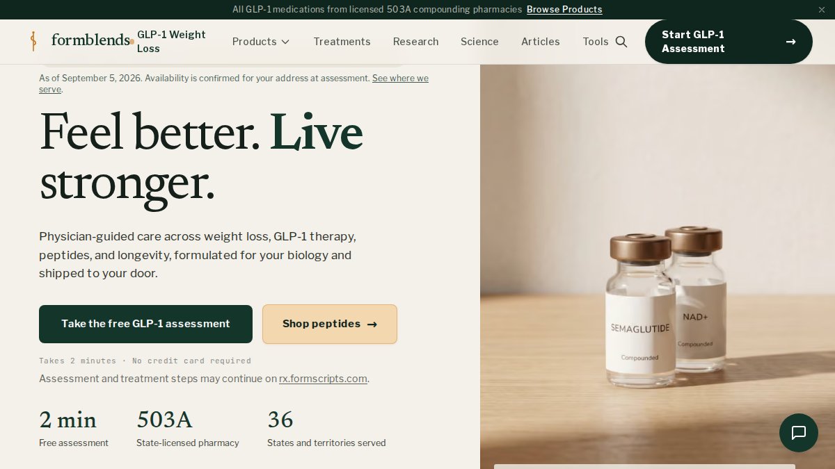 Screenshot of formblends.com interface