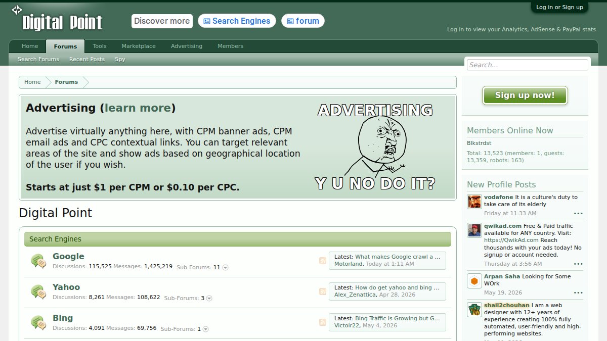 Screenshot of forums.digitalpoint.com interface