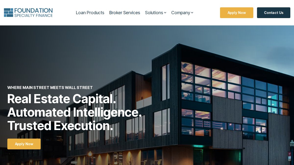 Screenshot of foundationspecialtyfinance.com interface