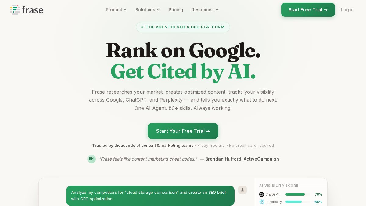 Screenshot of frase.io interface