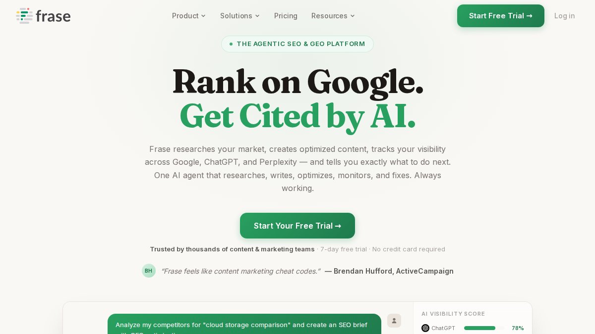 Screenshot of frase.io interface