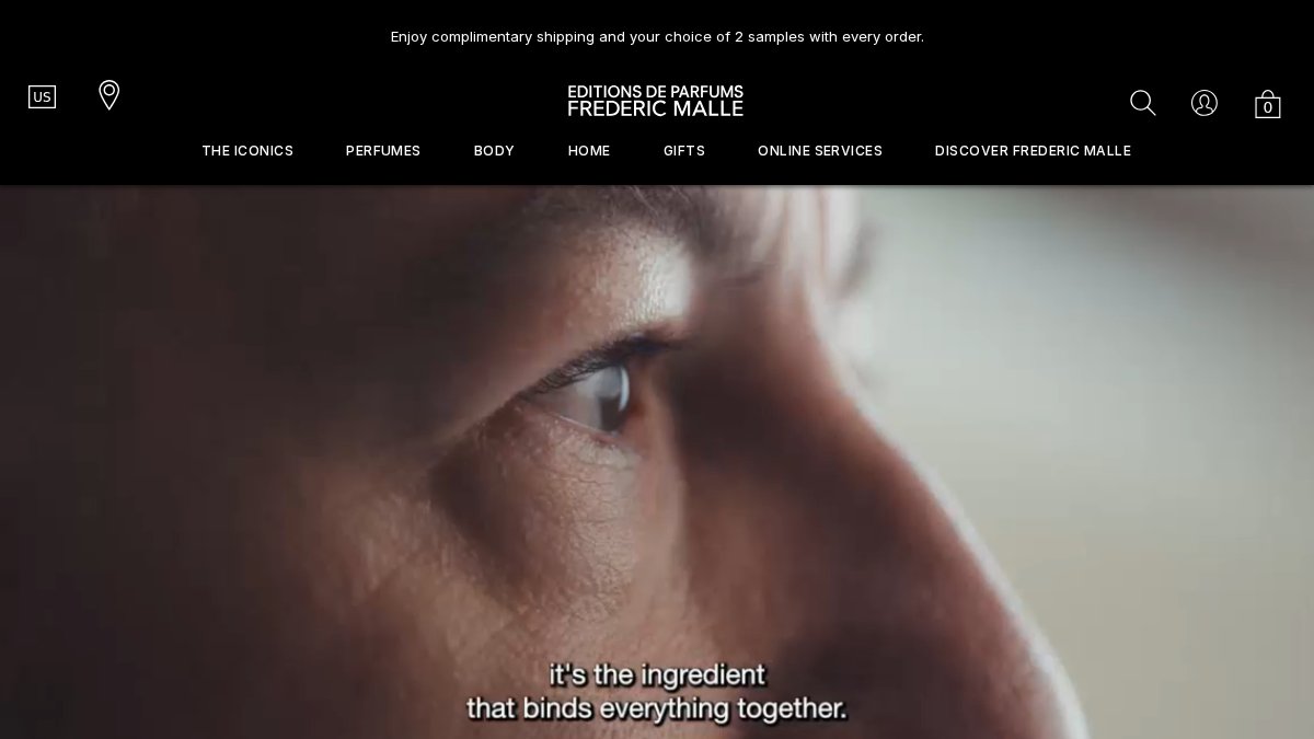 Screenshot of fredericmalle.com interface