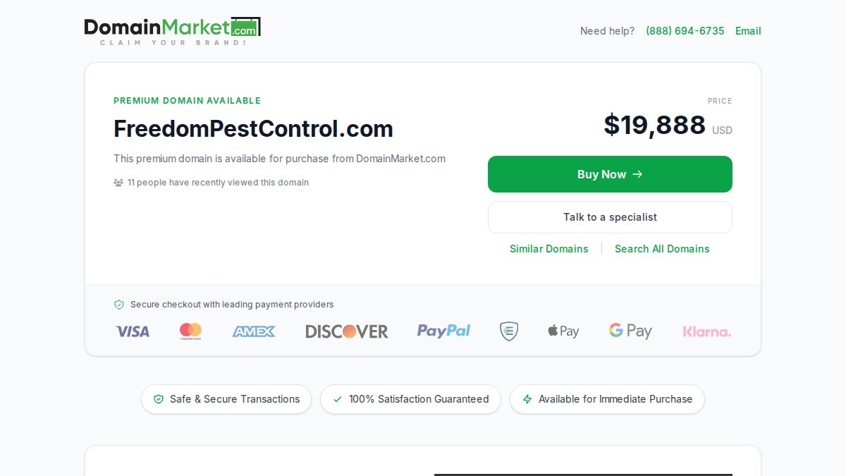 Screenshot of freedompestcontrol.com interface