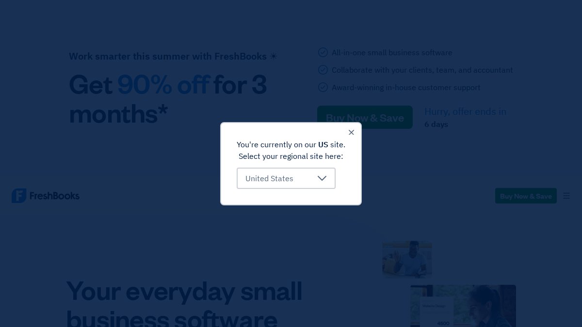 Screenshot of freshbooks.com interface