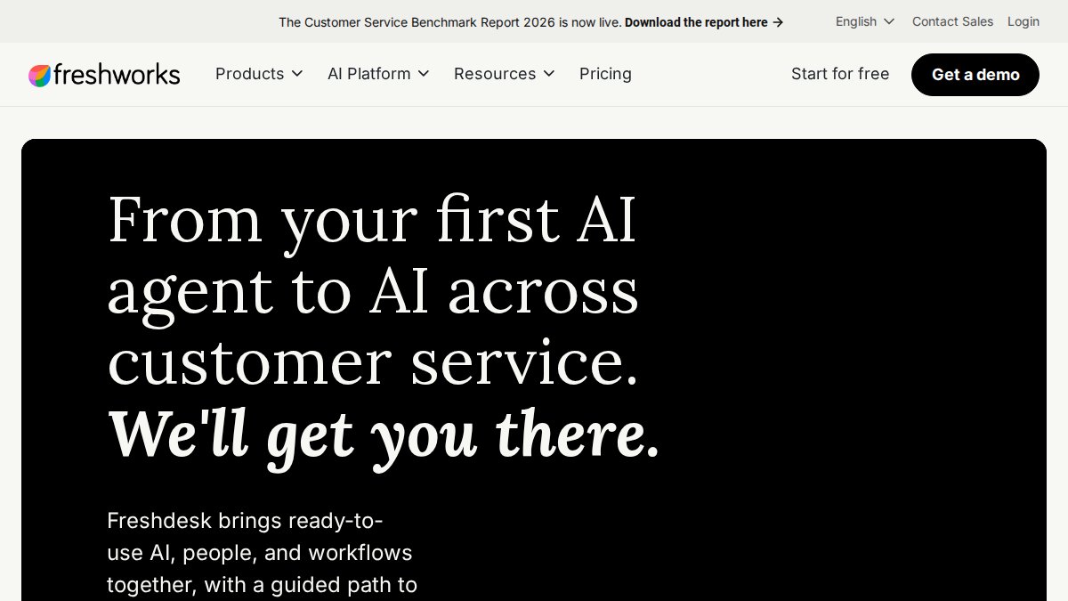 Screenshot of Freshdesk page on freshworks.com