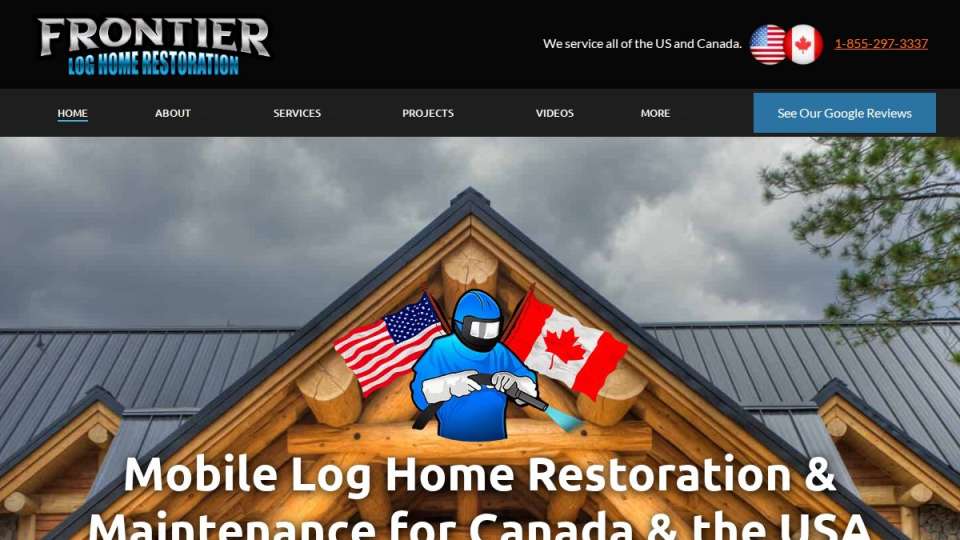 Screenshot of frontierlogrestore.com interface