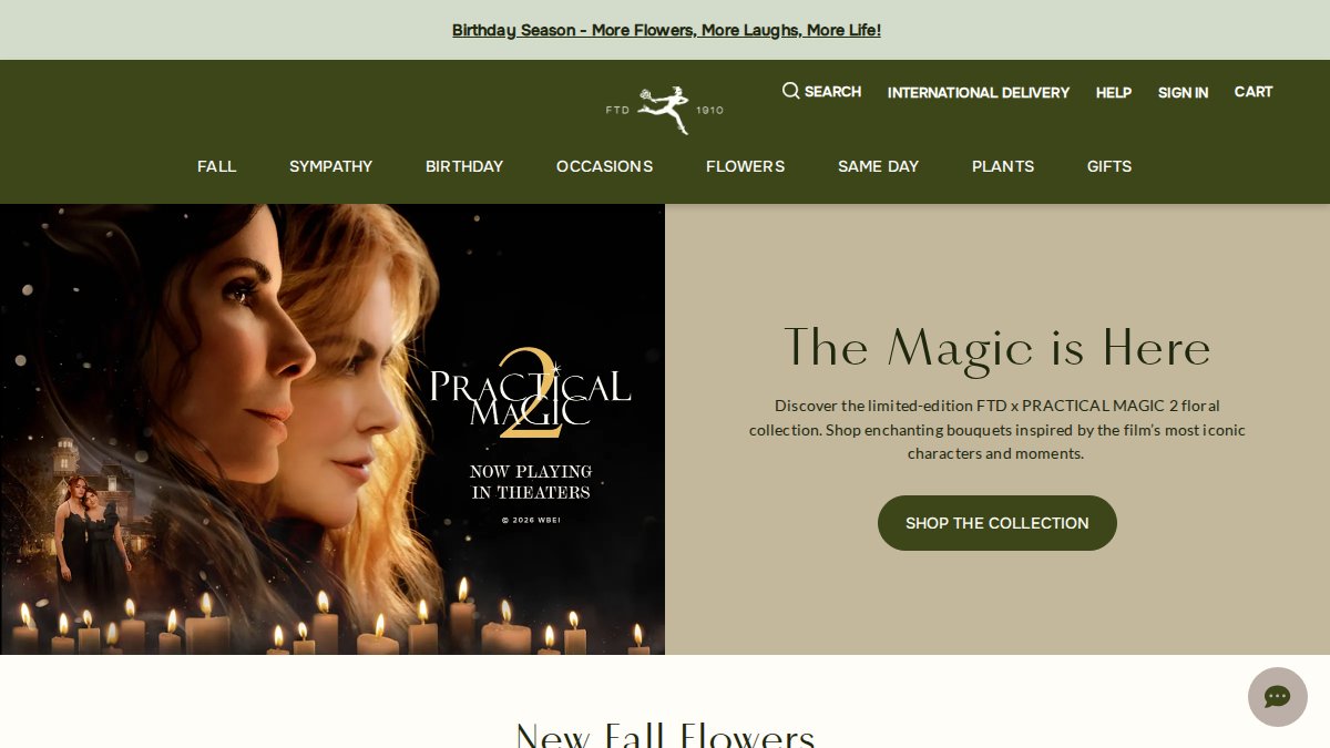 Screenshot of ftd.com interface