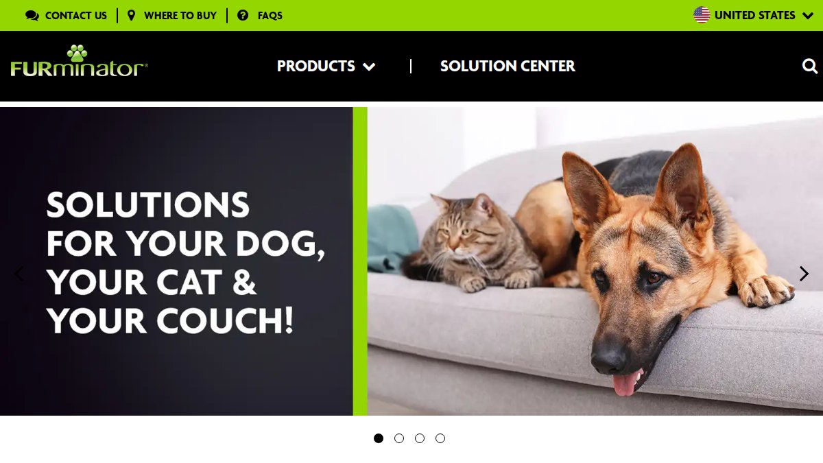 Screenshot of furminator.com interface