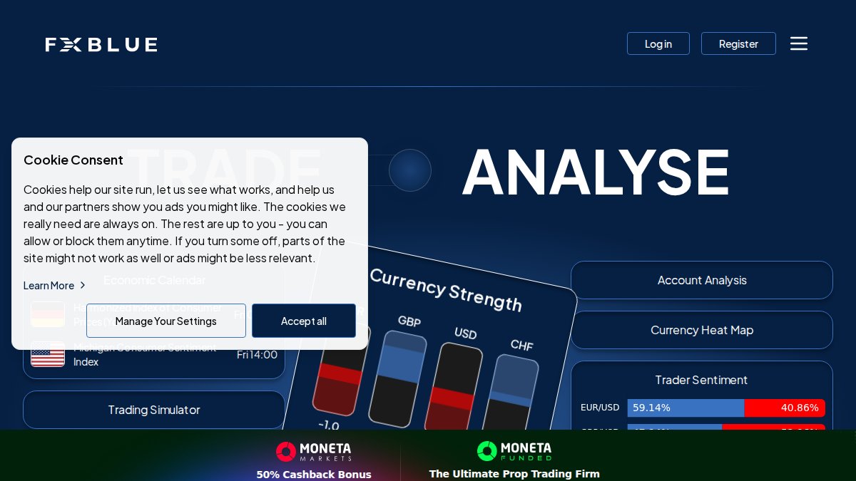 Screenshot of fxblue.com interface