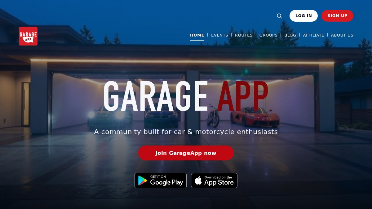 Screenshot of garageapp.com interface