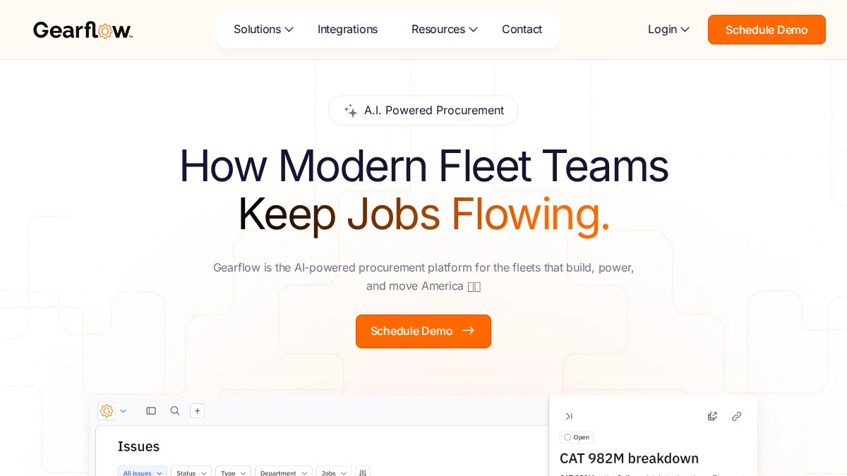 Screenshot of gearflow.com interface