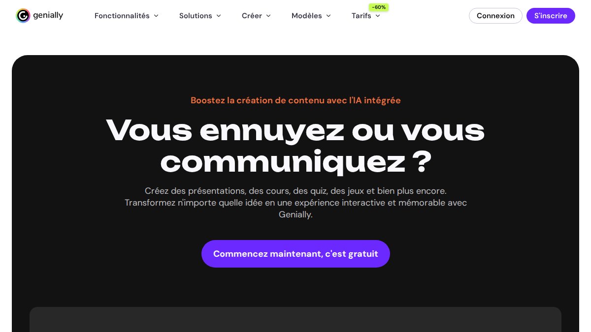 Screenshot of genial.ly interface