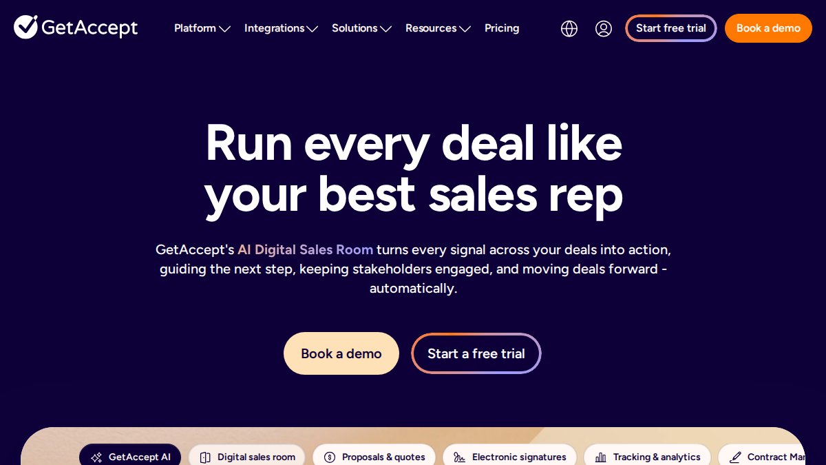 Screenshot of getaccept.com interface