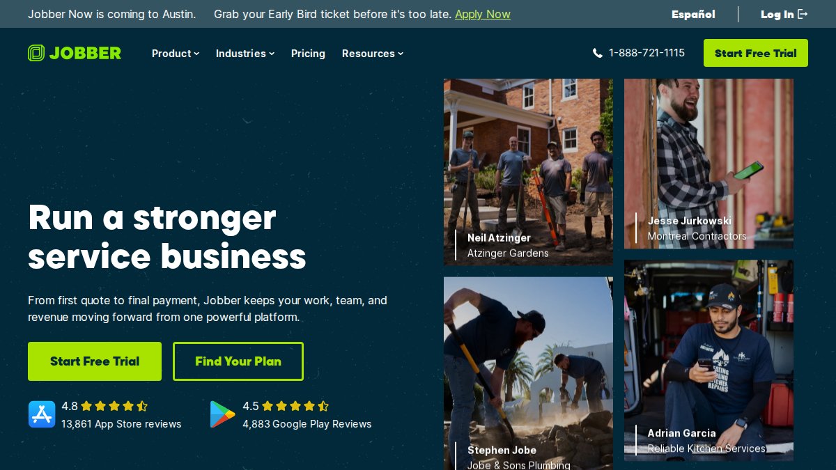 Screenshot of getjobber.com interface