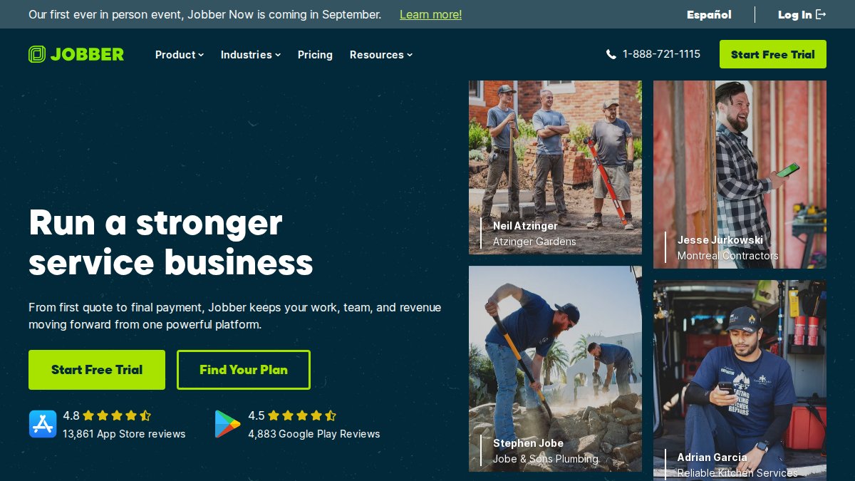 Screenshot of getjobber.com interface