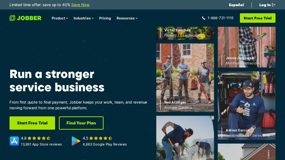 Screenshot of getjobber.com interface