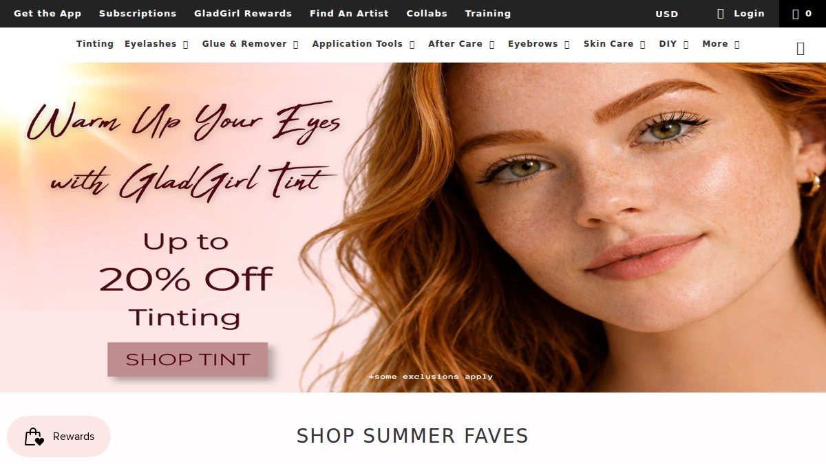 Screenshot of gladgirl.com interface