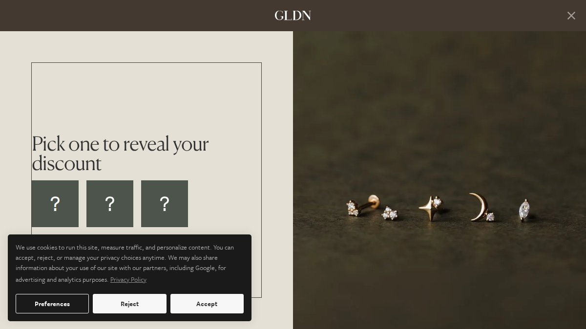 Screenshot of gldn.com interface