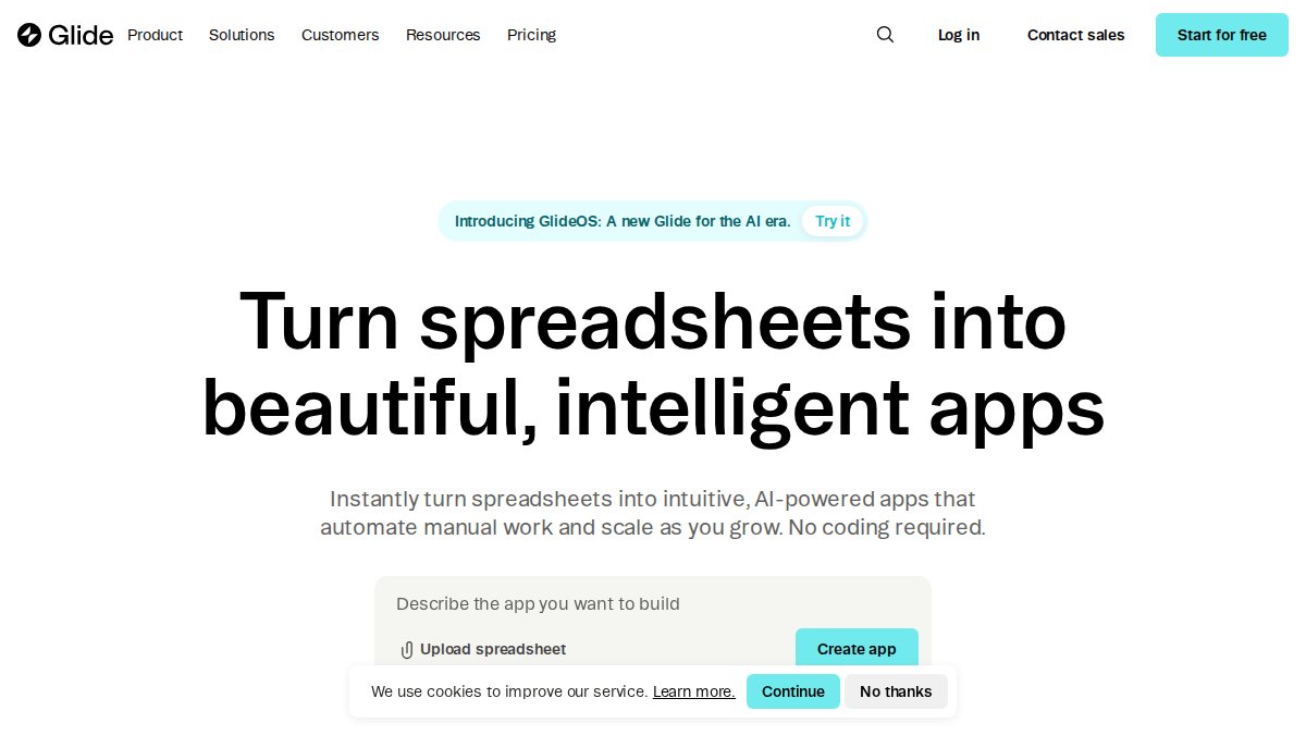 Screenshot of glideapps.com interface