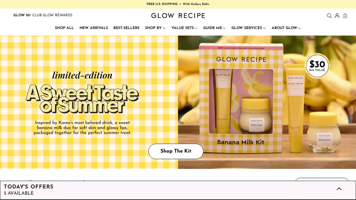 Screenshot of glowrecipe.com interface