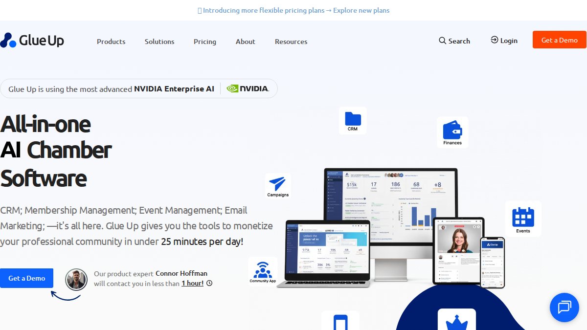 Screenshot of glueup.com interface