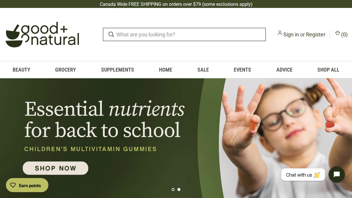 Screenshot of goodnnatural.ca interface