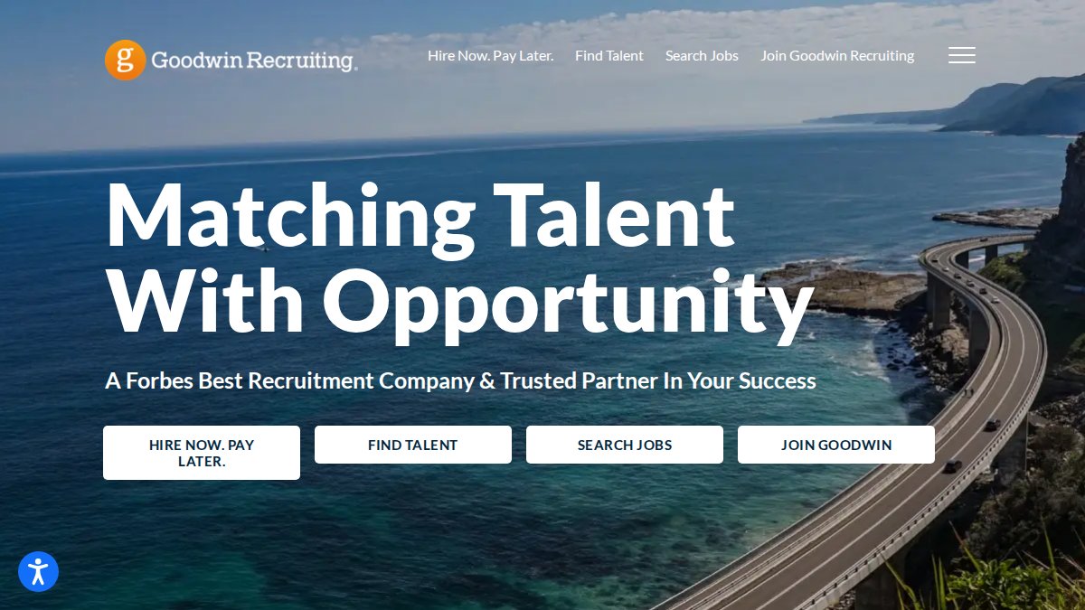 Screenshot of goodwinrecruiting.com interface