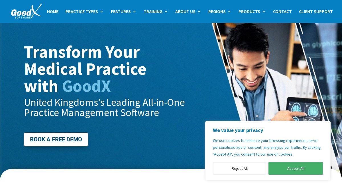 Screenshot of goodx.co.uk interface