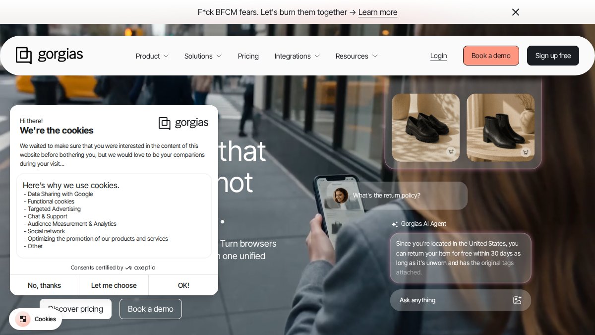 Screenshot of gorgias.com interface