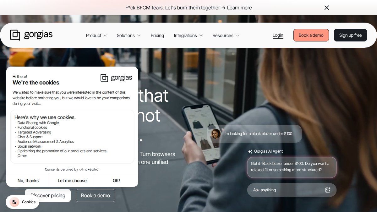 Screenshot of gorgias.com interface