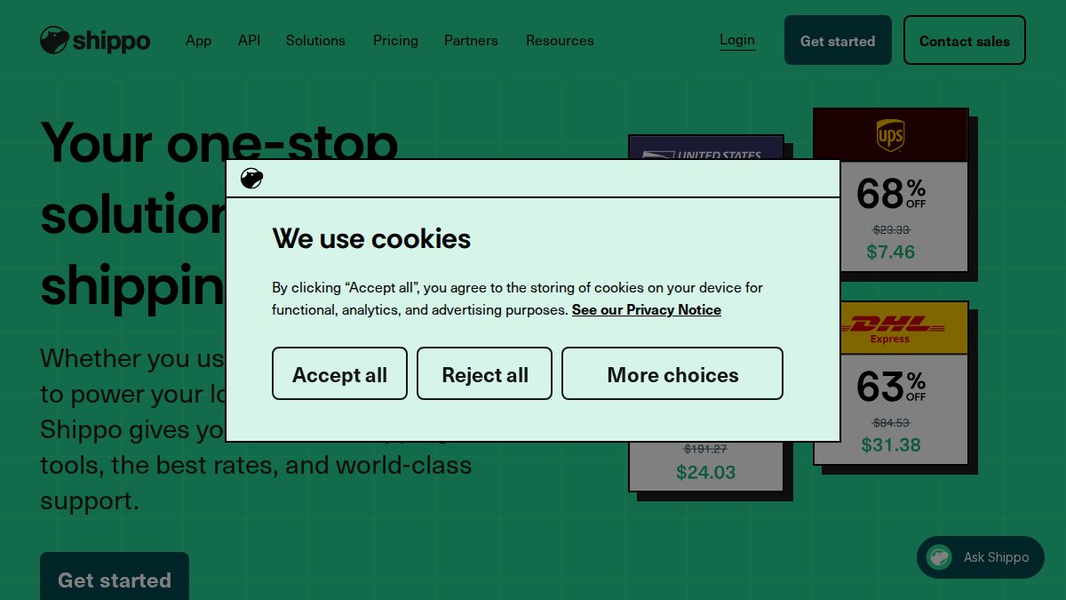 Screenshot of goshippo.com interface