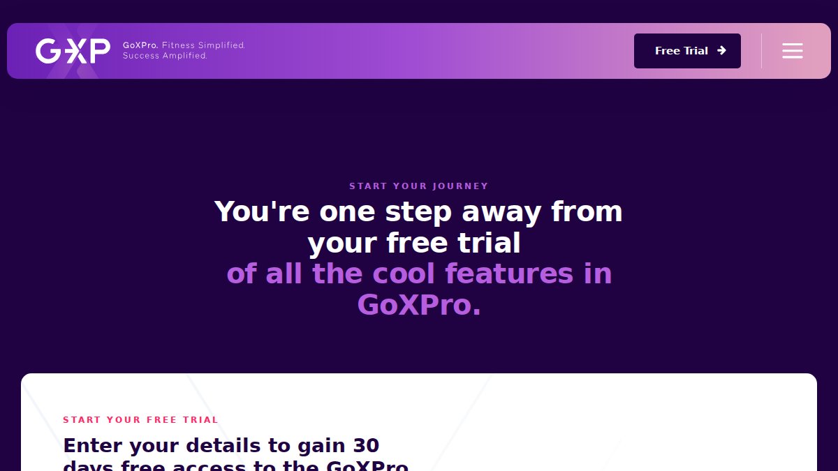 Screenshot of goxpro.com interface