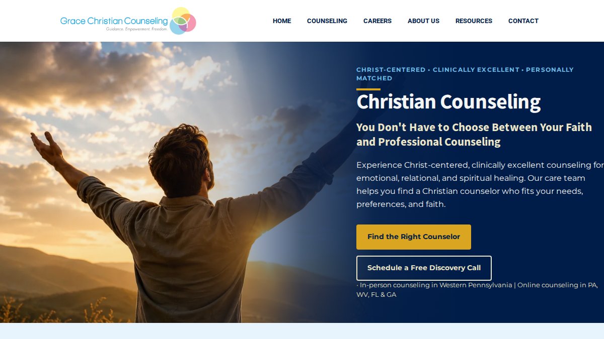 Screenshot of gracechristiancounseling.com interface