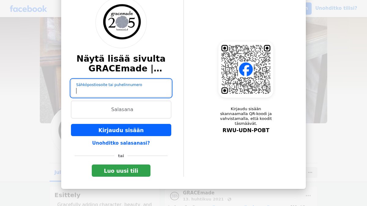 Screenshot of gracemade.com interface