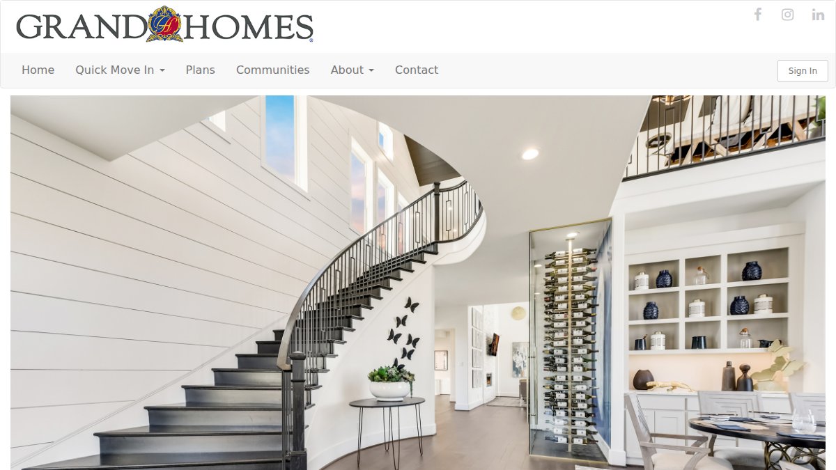 Screenshot of grandhomes.com interface