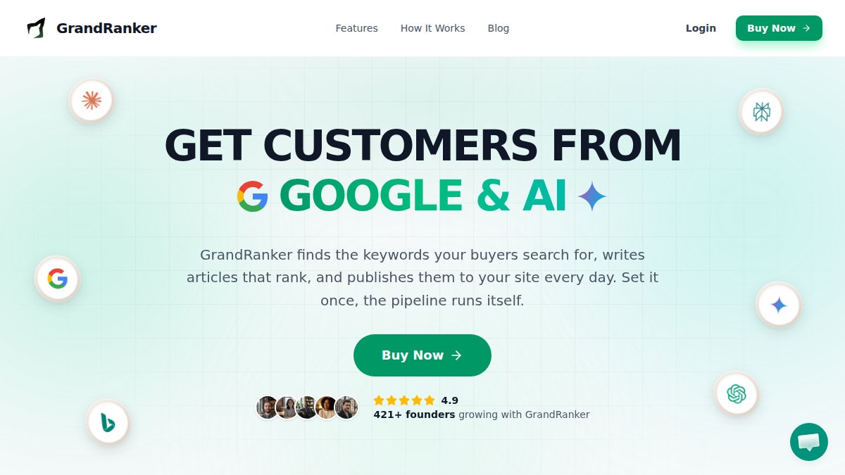 Screenshot of grandranker.com interface