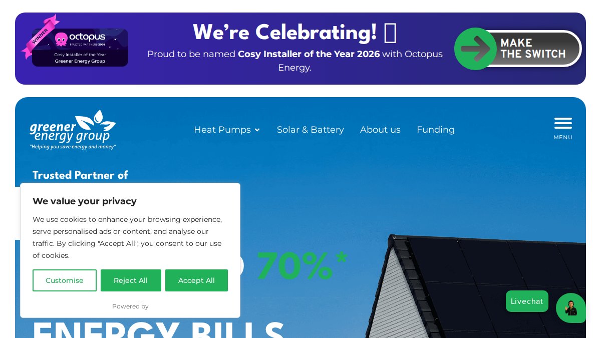 Screenshot of greenerenergygroup.co.uk interface