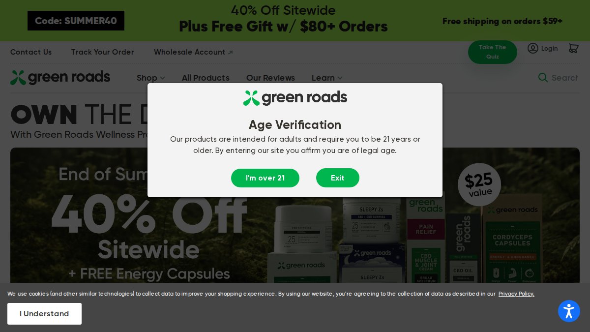 Screenshot of greenroads.com interface