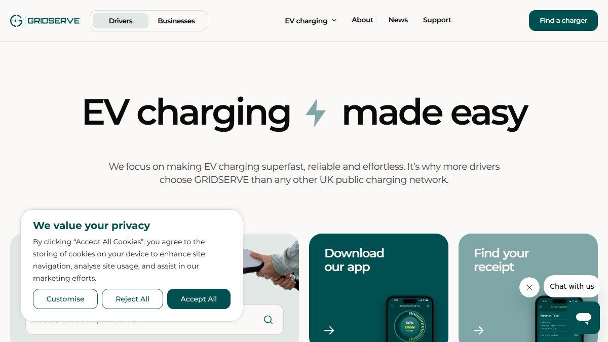 Screenshot of gridserve.com interface